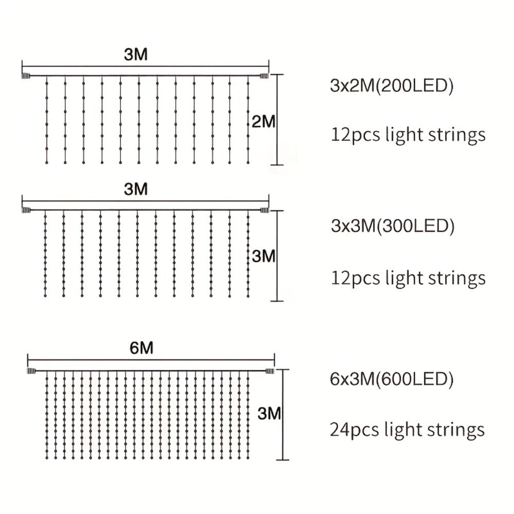 600-LED Outdoor Curtain String Lights detail view 13 for Australian shoppers