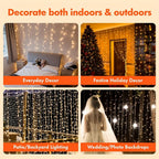 600-LED Outdoor Curtain String Lights detail view 15 for Australian shoppers