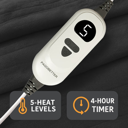 Electric Blanket 130 X 160 Cm - Heated Blanket & Heating Blanket, 5 Temperature Settings & Automatic Shutoff, Overheat Safety Feature, Washable in Machine, Cozy Warm Blanket for Bed & Couch, Flannel Electric Throw Blanket