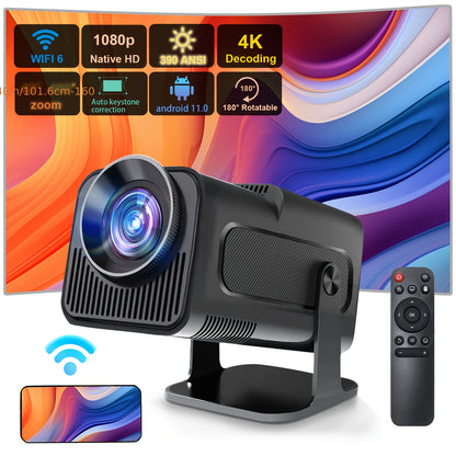 Smart Portable Projector with Native 1080P/Supports 4K Decoding, Android 11, 5G WiFi 6 & Wireless 5.0, Full HD Support, LCD Display, USB-Powered Compact Projector for Home Theater, Gaming, Presentations, Streaming - Compatible with Netflix