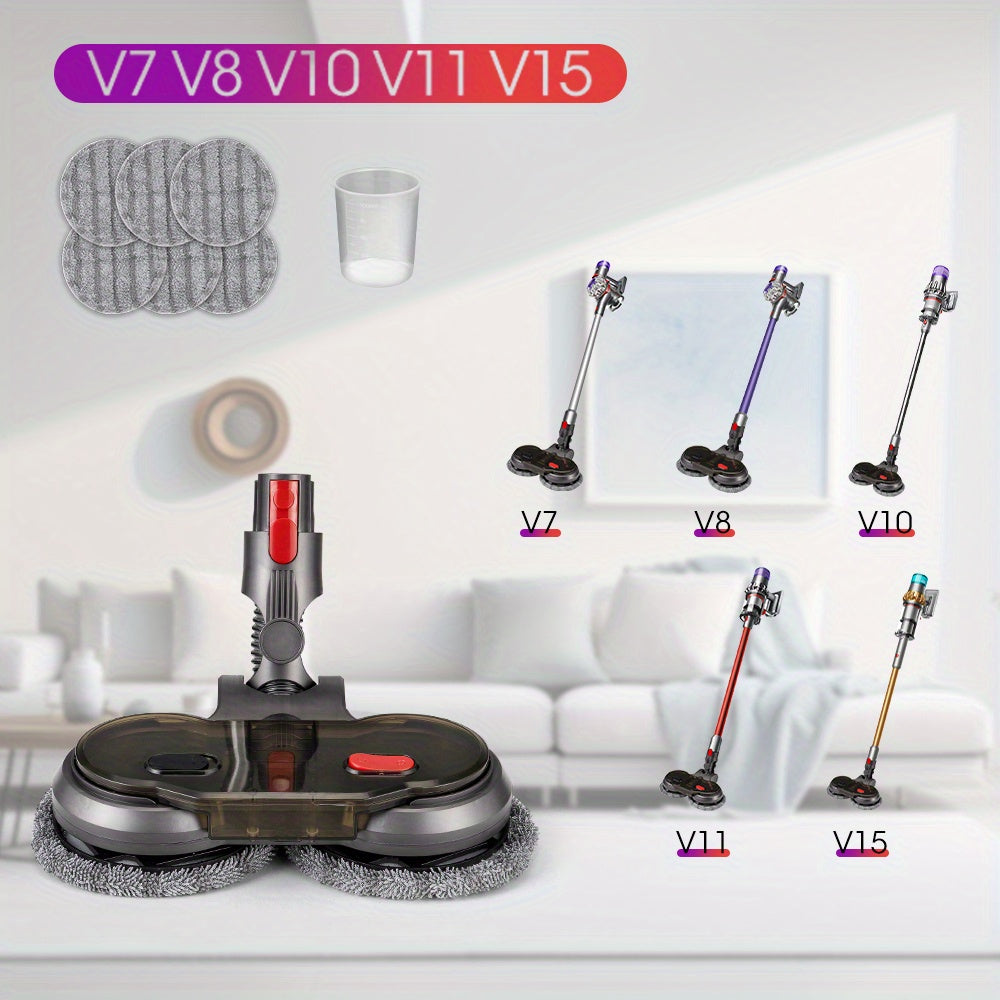 V7, V8, V10, V11 V15 Compatible Electric Mop Head - 6 Cloths And Water Cup Included - Vacuum Cleaner Floor Sweeping And Cleaning Attachment