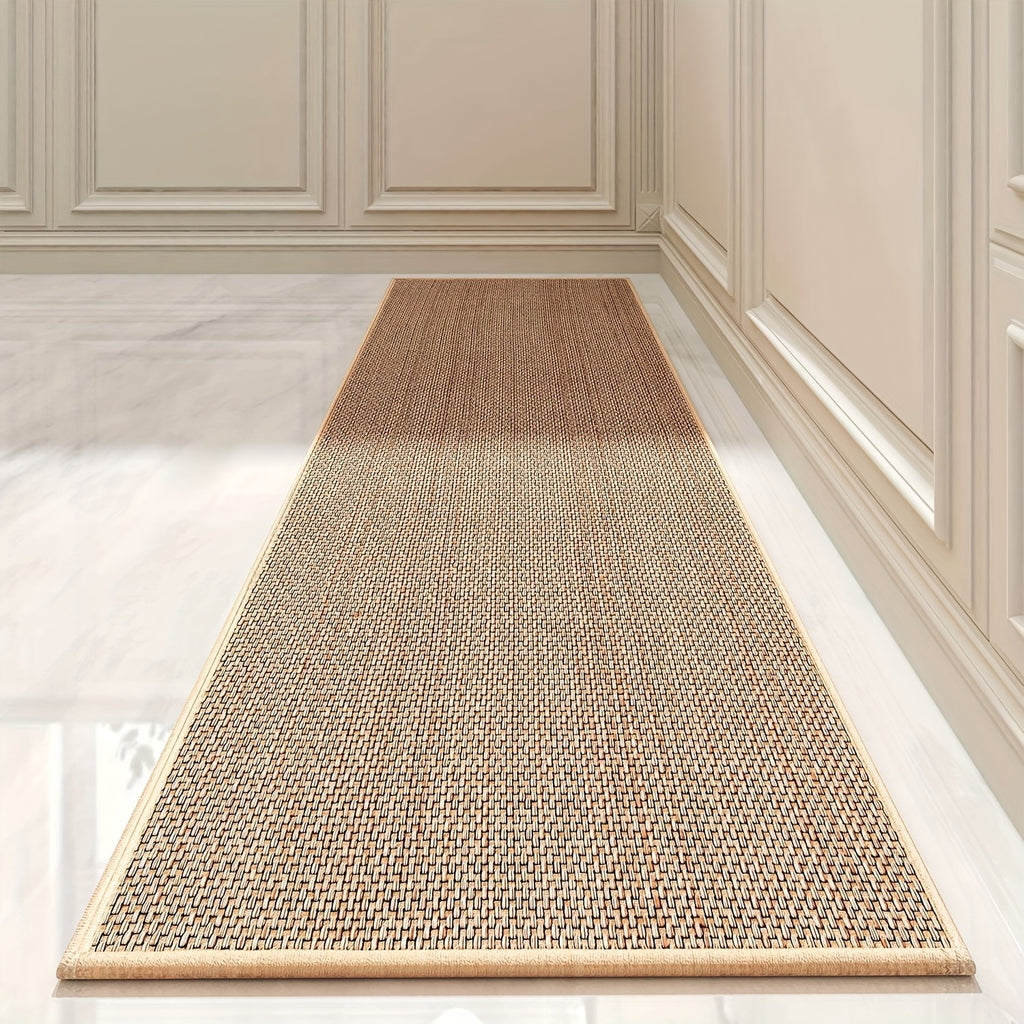 Non-Slip Washable Kitchen Runner Mat with TPR Rubber Backing - Super Absorbent Durable Polyester Farmhouse Design Floor Mat for Kitchen, Living Room, Front of Sink, Hallway, Laundry Room, Elegant Edging Detail