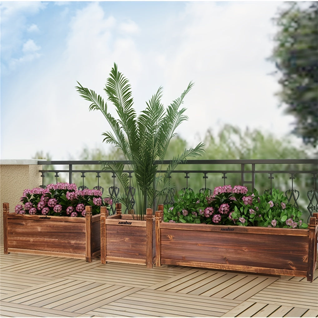 Raised Garden Planter Box Made of Wood for Flowers And Vegetables, Suitable for Indoor And Outdoor Use