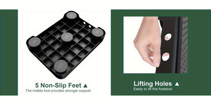 Heavy-Duty Adjustable Non-Slip Stepping Stool - Portable, Sturdy Polypropylene with Anti-Slip Rubber Mat, Ideal for Cars, Beds, Doors, Stairs & Bathrooms - Indoor/ Outdoor Use, Easy Storage, Mobility Aids, Daily Necessities