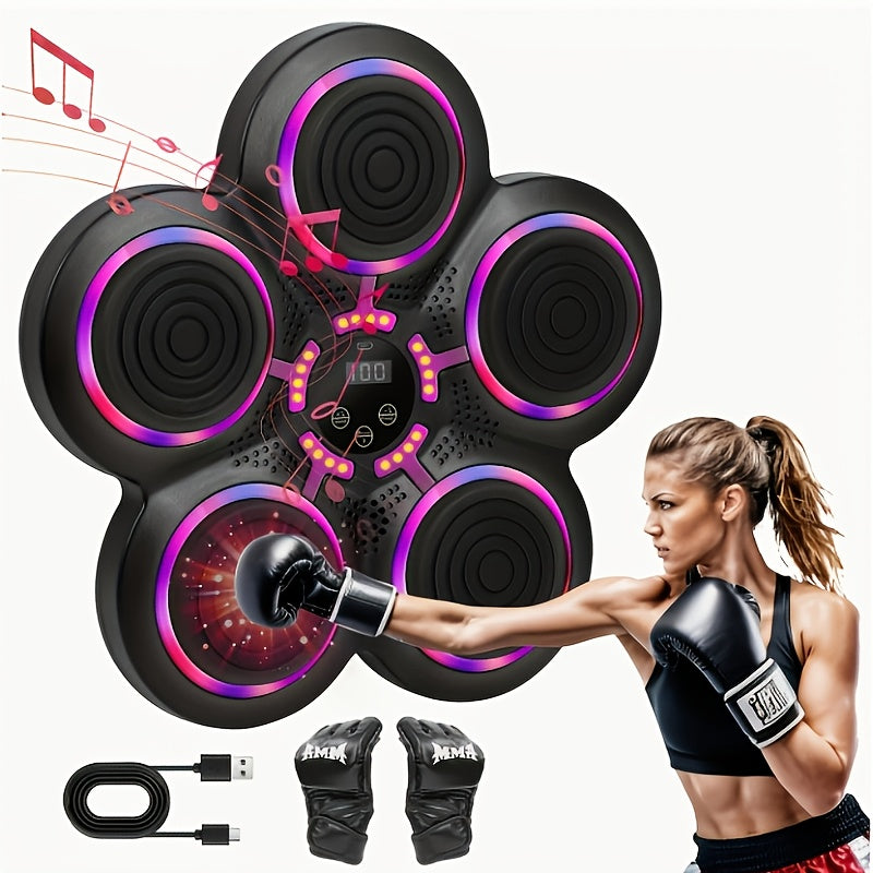 Smart Music Boxing Machine with Gloves - USB Charging, Wireless Function, ABS Material - Perfect for Agility And Fitness Training, Ideal Gift, Home And Gym Exercise Game Machine, Equipped with Seismic Noise Reduction And Rhythm Lighting Effects