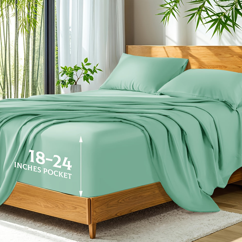 Ultra Soft Bed Sheets Set, Breathable for Spring & Summer, Deep Pocket 18-24in, Shrink-Resistant Cooling Bedding for Hot Sleepers, Queen/King/Double/Single/King Single Sizes, Ideal Gift for Halloween, Christmas, New Year & Holiday Season