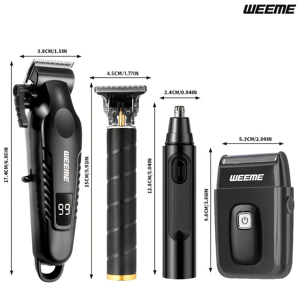 WEEME 4pcs/1pc Hair Clippers And Trimmer Set For Men, Cordless Beard Trimmer, Nose Hair Trimmer & Shaver Kit, Multi-Functional Grooming Tools For Haircut, Beard Shaping, Ideal For Home Use, Travel, Perfect Holiday'S Gift For Boyfriend Or Dad.