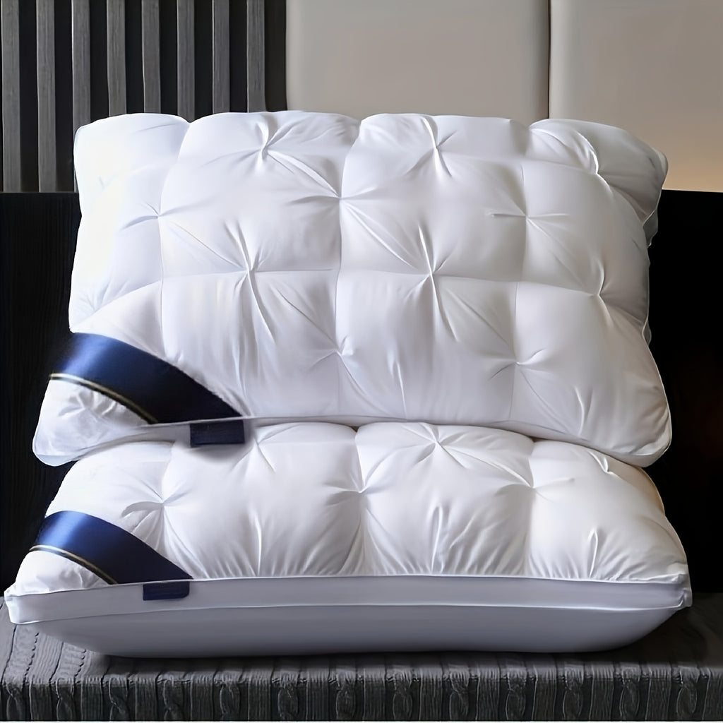 Pack Of 2 Luxurious Five-Star Bed Pillows, Hotel Quality Neck Support Pillow, Moisture Wicking And Breathable Home Bedding Pillows, Relaxing Sleep, Ideal for Insomniacs, Using for Home & RV Bedrooms, White