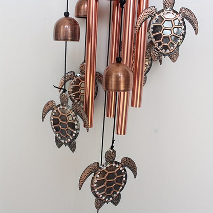 1pc Outdoor Bronze Sea Turtle Wind Chimes Suspension Mobile Tortoise Wind Chime Garden Decoration Gifts for Mom Friend, Thanksgiving Gifts, Aluminum Chime, Hanging Outdoor Decor