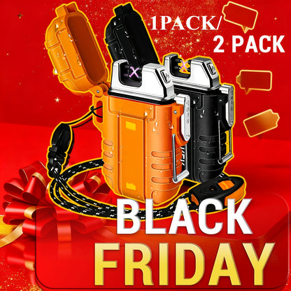 HEYMYTH Dual Arc Electric Plasma Lighter - USB Rechargeable & Flameless Windproof Lighter (1-Pack/2-Pack) - Survival Tactical Gear For Outdoor Camping, EDC - Fashion Design In Gift Box (Orange & Black