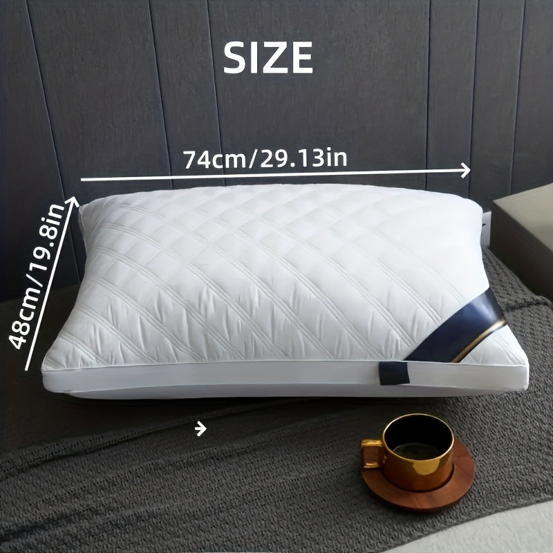 2pcs Luxury Five-Star Hotel Pillow Core, Hypoallergenic, Ultra Thick & Fluffy for Deep Sleep Support with Neck Protection and Zipper Closure - Perfect Family Use Gift, Pillows for Bed, Pillows for Sleeping Queen Size, Side Pillows for Sleeping