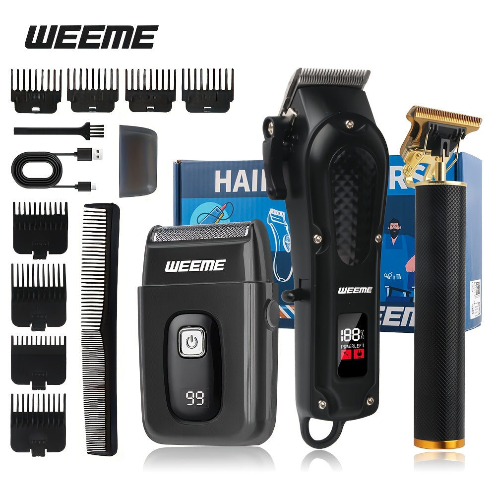 WEEME Hair Clippers Set, USB Charging Wireless Hair Clipper, Men'S Hair Cutting Kit with Digital Display Screen, Electric Hair Clipper, Easy to Trim Hair And Beard, Essential for Home And Travel, Perfect Father'S Day Gift