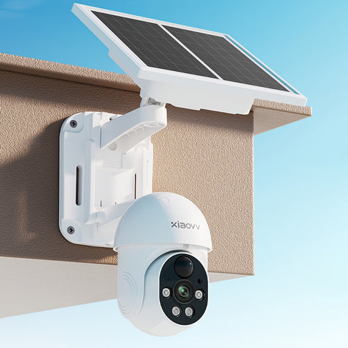 XIAOVV P6 1080P Wireless Outdoor WiFi Solar Security Camera IP65 Motion Detection Full Color Night Vision Two Way Audio Alarm Push Support 2.4GHz Network