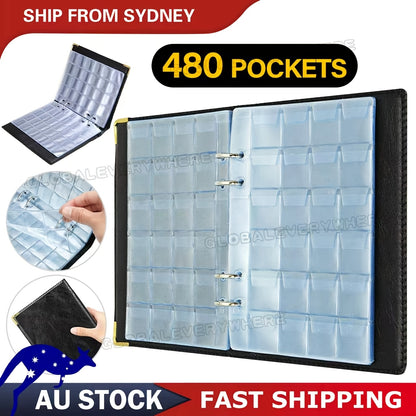 480 Coin Collection Album Storage Book Case Folder Holder Penny Money Collecting AU Globaleverywhere
