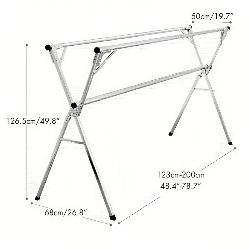 Stainless Steel Folding Clothes Drying Rack, 1pc, Space-Saving, 199.9cm Telescopic Laundry Drying Rack, Collapsible Drying Line for Balcony, Laundry Room, Indoor&outdoor, No Assembly Needed, Ideal Gift, Suitable for Home & Travel, Drying Line
