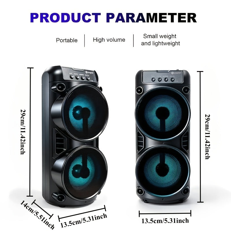 8000W Wireless Wireless Dual Speaker Stereo Sound System Portable Subwoofer with RGB Ambience Lighting, Excellent Sound Quality, Perfect for Home Parties/Birthday Celebrations/Outdoor Camping, for Home Entertainment, Trendy Audio, USB Port, Karaoke
