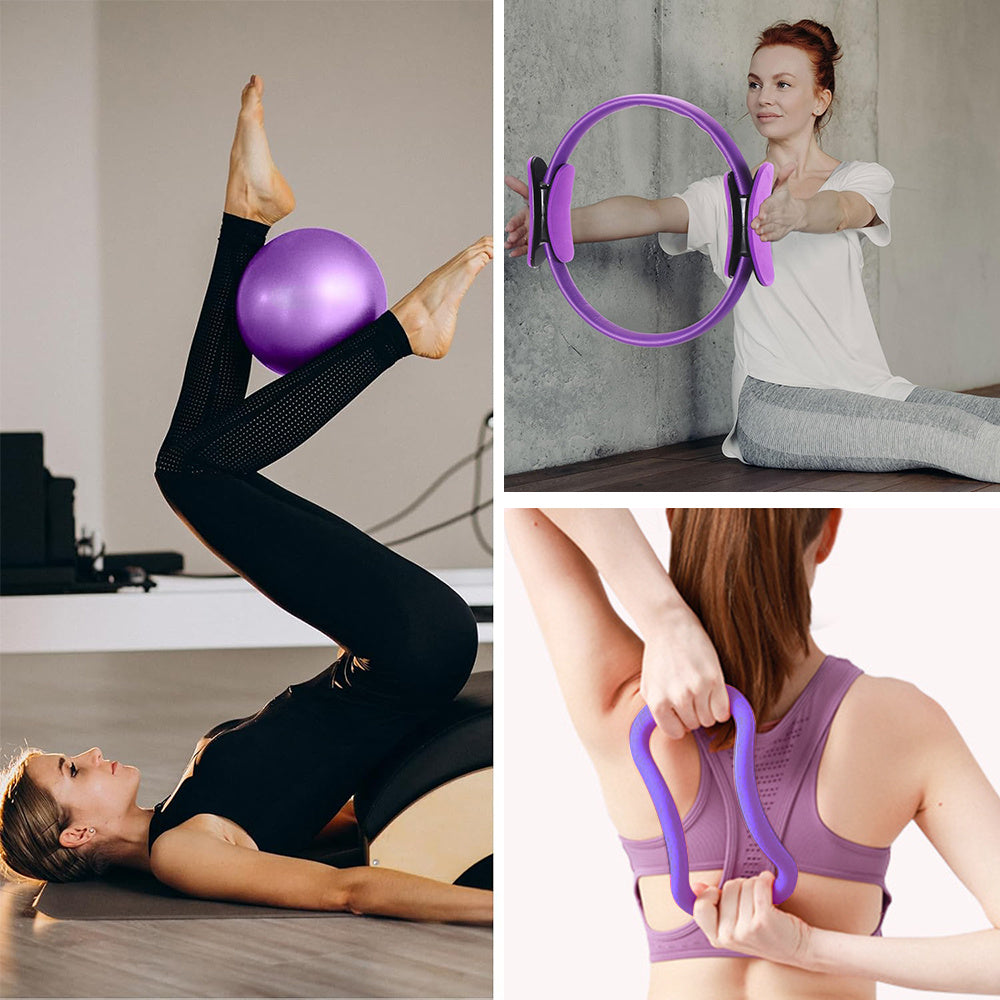 13PCS Pilates & Yoga Equipment Set Purple/Pink Professional Training Combo Core Strengthening Flexibility Enhancing | Home Workouts, Yoga Sets For Pilates at Home Equipment Pilates with Yoga Ball, Resistance Bands, Anti-Slip Pilates Socks, and Accessory B