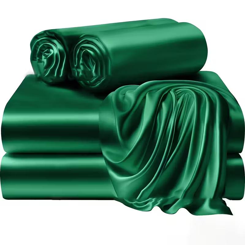 4pcs 2100TC Satin Sheets Queen Size Bed Set - Luxury y Bed Sheet Set, Ultra Soft Queen Bed Sheet Breathalbe Bed Sheets Queen Set 4pcs Bed Sheets Queen Bed Sheets Bed Sheets King Soft Satin bedding Set queen Bedding Set 5 Star Luxury Hotel Experience