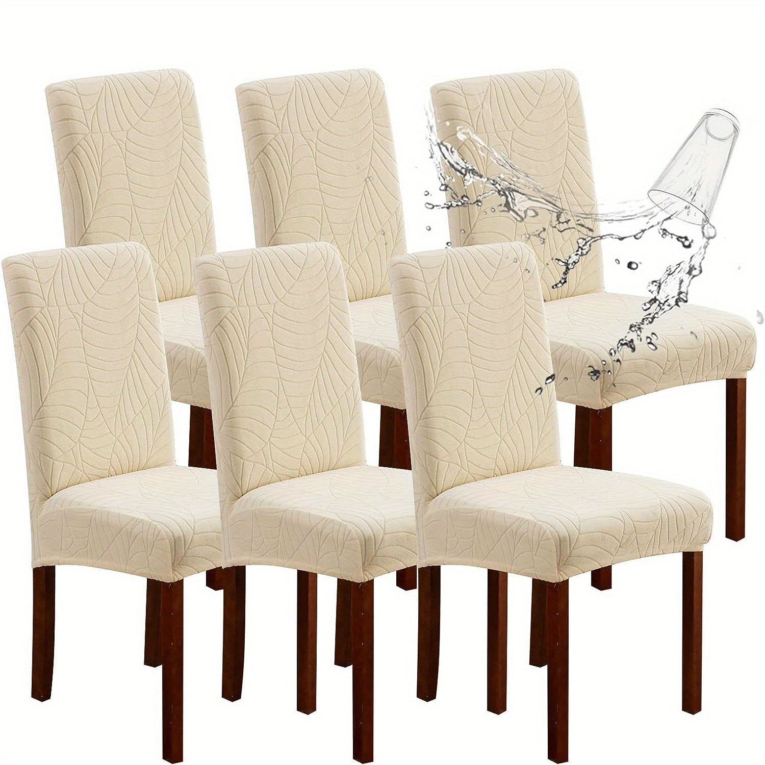 4/6pcs High Quality Chair Covers for Dining Room, Stretch Jacquard Dining Chair Slipcovers Removable Washable Chair Protector for Kitchen, Hotel, Restaurant