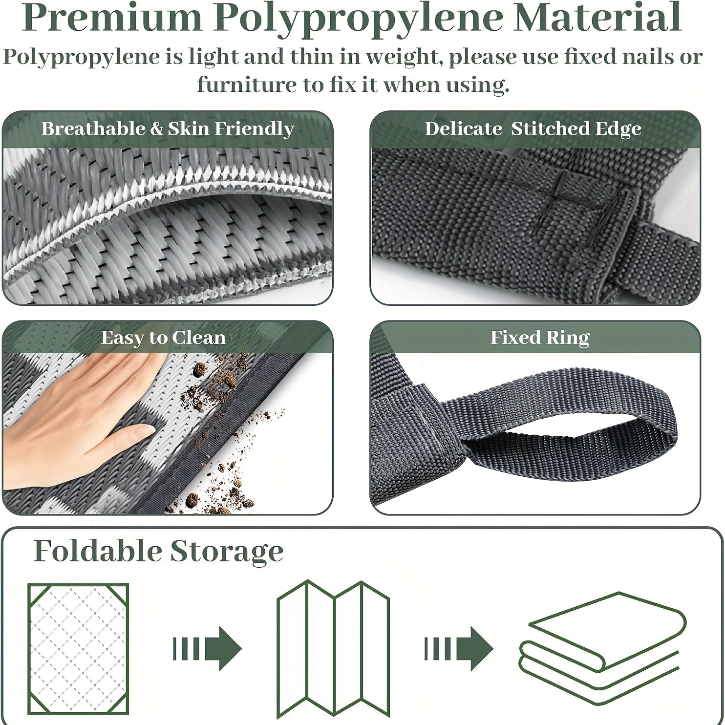 One Reversible Outdoor Mat in Dark Grey And White Geometric Design - Lightweight, Foldable Polypropylene, Machine Washable, Perfect for Rvs, Camping, Backyards, Picnics, And Essential Outdoor Activities | Decorative Outdoor Mat | Washable Mat