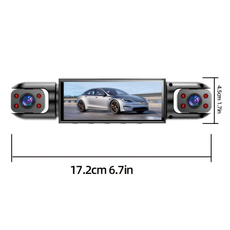 Vehicle-mounted 4-channel 360-degree Panoramic Dash Cam, Featuring A 3-inch IPS HD Screen With Front And Rear Built-in Cameras, Four Lenses Covering Front, Rear, Left, And Right, 1080P HD Quality + 8 Infrared Night Vision, Loop Recording, G Sensor