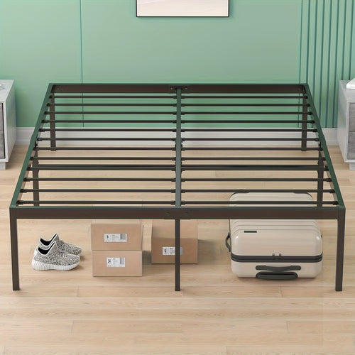 Ufurniture Single/Double/Queen Metal Bed Frame Base, 39cm Extra Storage Space Bed with Reinforced Legs, 300kg Weight Capacity, Bedroom Furniture, Black