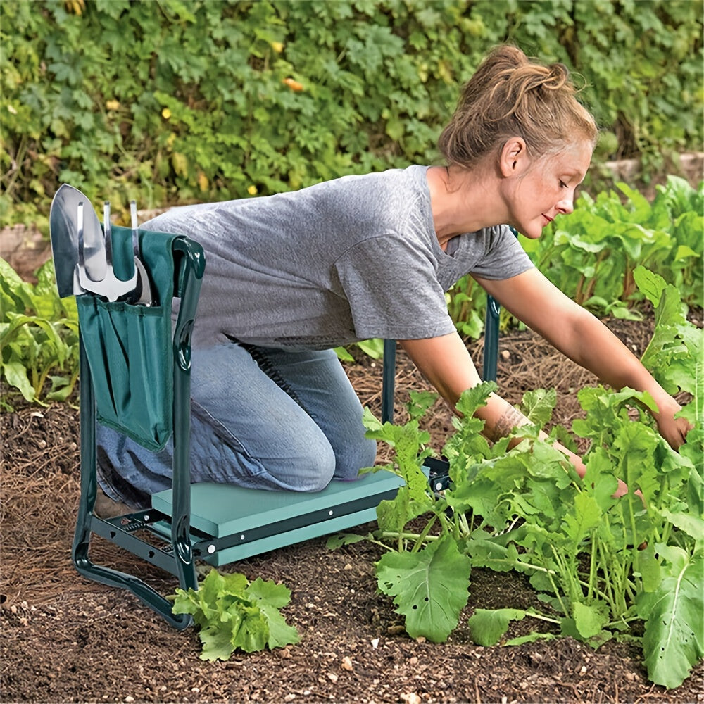 3-in-1 Foldable Garden Seat Kneeler Seat - Tool Pouch, Knee Pad, Home & Outdoor Bench For Gardening | Garden Seat Kneelers | Garden Kneeling Pad And Seat Thickend Soft Eva Pad Foldable