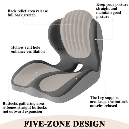 1X Ergonomic Memory Foam Seat Cushion Integrated Lumbar And Back Support, Office, Stool, Car Seat Cushion Perfect Gift for Parents And Friends, Lightweight, Portable, Medium Soft Firmness High-Density