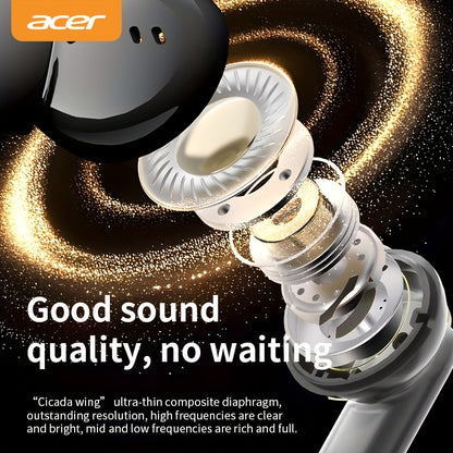 [Acer Official Authentic] In-Ear Design | TWS Wireless Headset | Stereo | Heavy Bass | Low Latency | Comfortable Wearing (Study/Business/Sports/Running/Fitness) | Portable Design | Multi-Device Compatible (Mobile Phone/Tablet/Laptop) | Recommended f