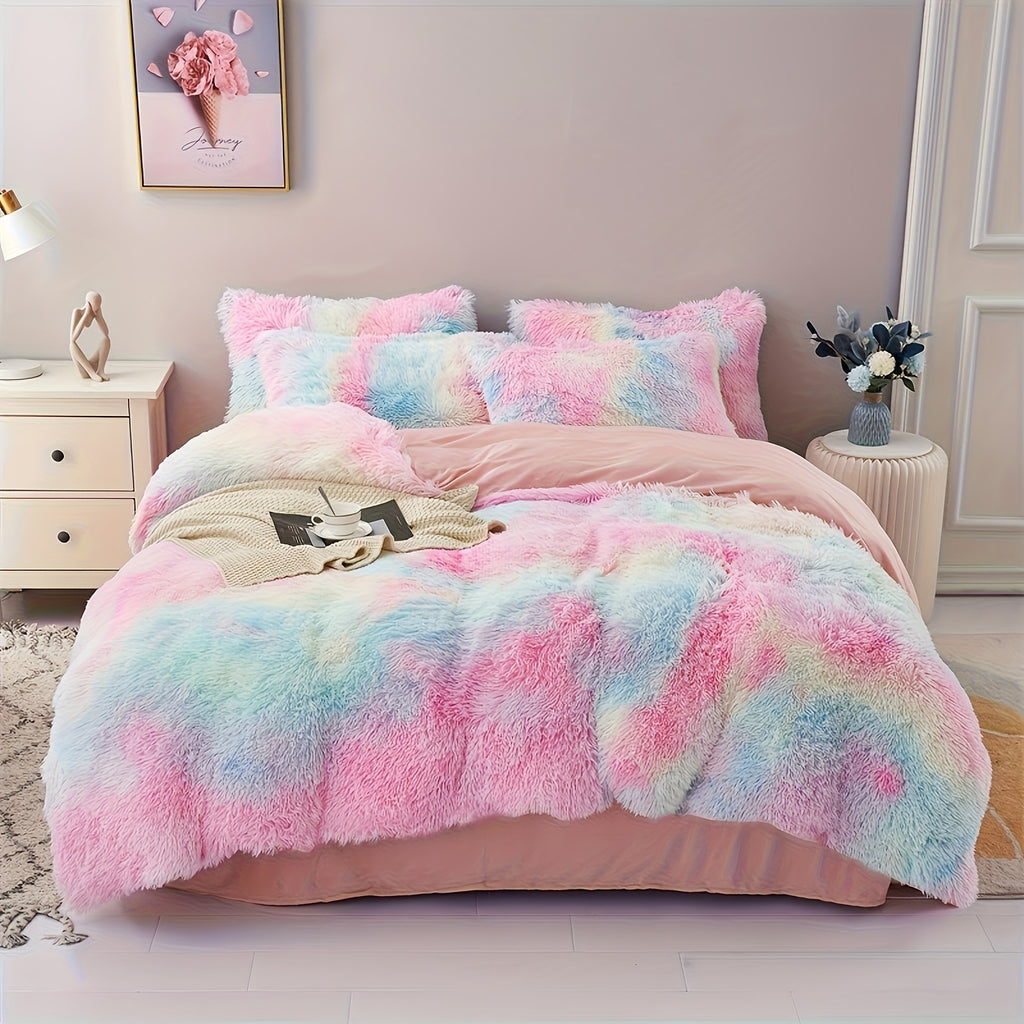 Seasonal Personalized Gifts/Soft And Fluffy Plush Duvet Cover Bed Cover Queen King Size Bed Pillowcase Milk Velvet Relief/1 X Duvet Cover And 2 X Pillowcases