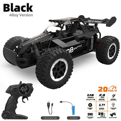 Alloy Car, All-terrain Electric Toy Car, 1:16 Scale Model Car, 2.4GHz R/C Off-road Car, Top Speed 20 Km/H, with Headlights And Shock Absorption, Birthday Gifts for Boys Over 3 Years Old