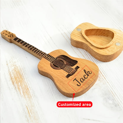 1 Set Personalized Guitar Pick Box with 3 Picks | Custom Engraved Design | Suitable for Guitar, Bass, Ukulele | Local Warehouse Shipping | Mother's Day Gift | Teacher's Day Gift
