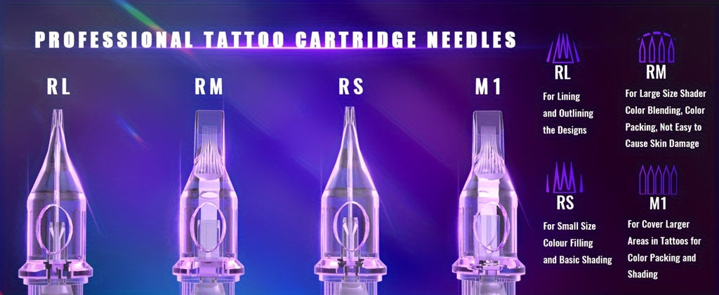 20pcs/50pcs Mix Disposable Purple Tattoo Cartridges Needle Rm/ Rl/ M1/ Rs Needle Diameter 0.35Mm Tattoo Needle For Tattoo Machine