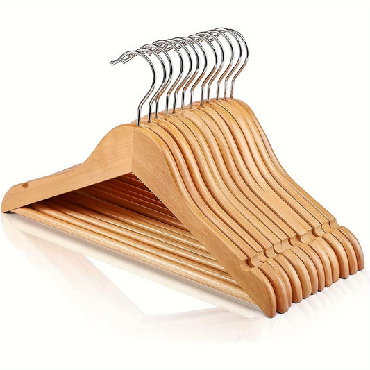 20pcs Wooden Clothes Hangers with Grooves - Suit Hangers with 360-Degree Rotatable Hook, Wooden Coat Hangers - Heavy Duty Hangers for Clothes, Jacket, Shirt, Tank Top, Dress - Dorm And Bedroom Wardrobe Organizer, Closet Organizer