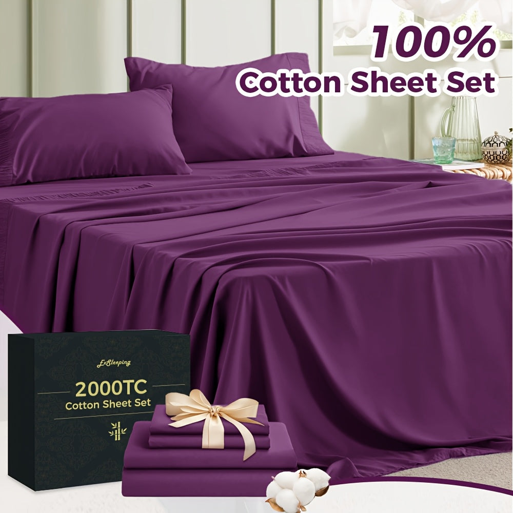 Cooling 2400TC Cotton Bed Sheet Set – 3/4pcs for Home & Guest Rooms – additional product view 47