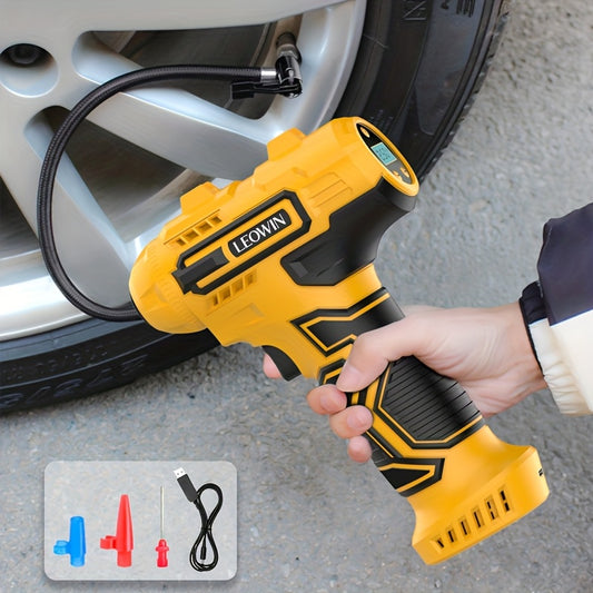 Cordless Tire Inflator Portable Air Compressor with Auto-Shutoff, with Digital Pressure Gauge/LED Light,, for Car, Motorcycle, Bike, Ball - Compact, Rechargeable, Christmas Gift