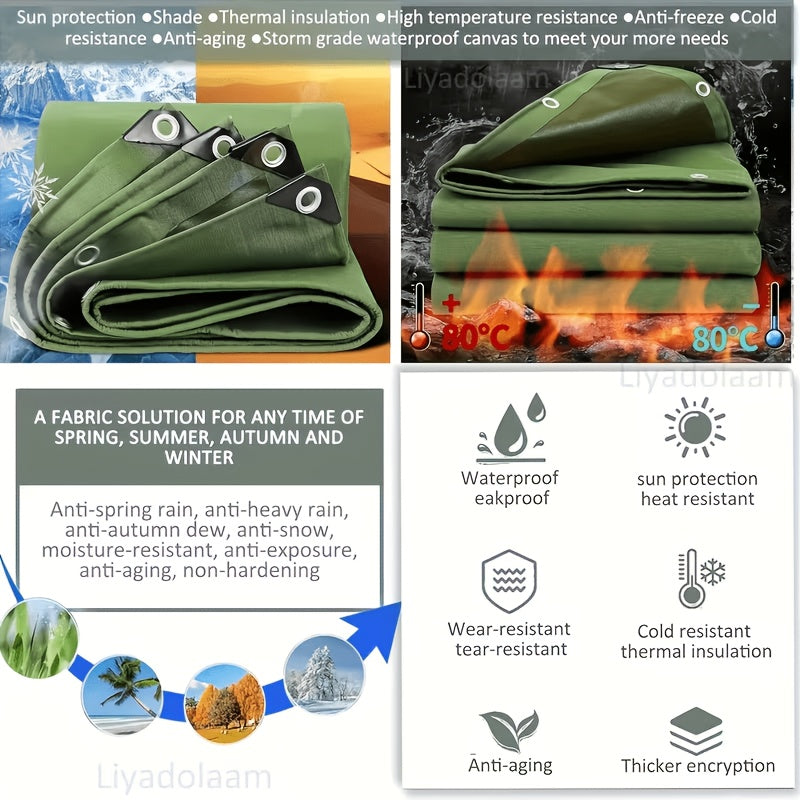 Heavy Duty Waterproof Canvas Tarpaulin - All-weather UV Protection, Equipped with Reinforced Edging And Metal Buckle Holes, Suitable for Large Heavy-duty Tarpaulins for Camping, Construction, Agriculture, And Cargo Vehicle Covers, Used for DIY Design