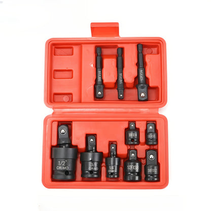 10pcs Impact Swivel Socket Adapter & Reducer Set CR MO Steel Hex Shank to Square Drive Converters 1/4", 3/8", 1/2" Impact Grade Drill & Wrench Bit Adapters Heavy Duty Tools for Power Drill & Impact Driver 360° Joint Socket Set