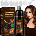 RILSIC 1pc Black Hair Dye Shampoo 3 IN 1, 100% Grey Hair Coverage, Natural Herbal Ingredients Hair Dye Coloring in Minutes, Long Lasting-Safe And Easy to Use, Gifts for Women And Men 500Ml