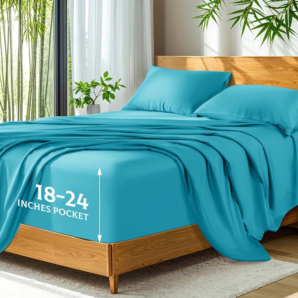 Ultra Soft Bed Sheets Set, Breathable for Spring & Summer, Deep Pocket 18-24in, Shrink-Resistant Cooling Bedding for Hot Sleepers, Queen/King/Double/Single/King Single Sizes, Ideal Gift for Halloween, Christmas, New Year & Holiday Season