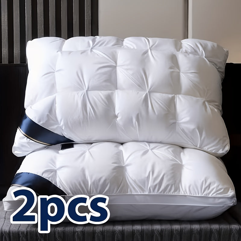 2pcs Luxury 5-Star Hotel Quality Pillows, Made Of Hypoallergenic Polyester Fabric, Core for All Seasons, White And Has A Proper Height, Non-Collapse High Pillow, Christmas Gifts for Women Men Mom Dad Elderly