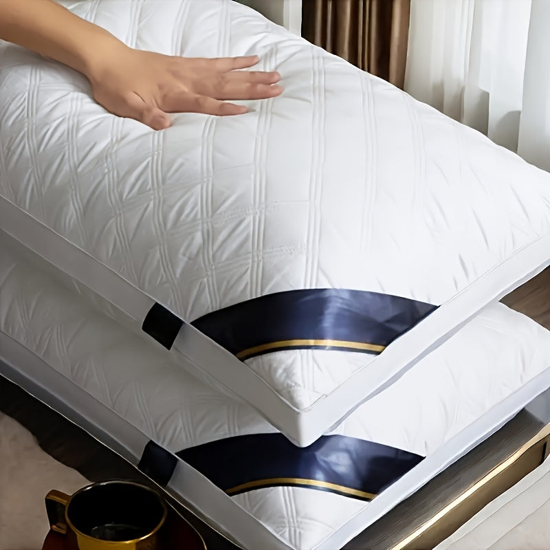 2pcs Luxury Five-Star Hotel Pillow Core, Hypoallergenic, Ultra Thick & Fluffy for Deep Sleep Support with Neck Protection and Zipper Closure - Perfect Family Use Gift, Pillows for Bed, Pillows for Sleeping Queen Size, Side Pillows for Sleeping