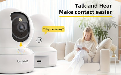 Black Friday 1pc BoyKeep 5g/2.4ghz WiFi Smart Camera, 2K High-definition Indoor Safety Monitor, Special Safety Camera for Babies And Pets, 360° Panoramic Surveillance Video, Night Vision, Two-way Calls, Memory Card And Cloud Storage, K30(Wired)
