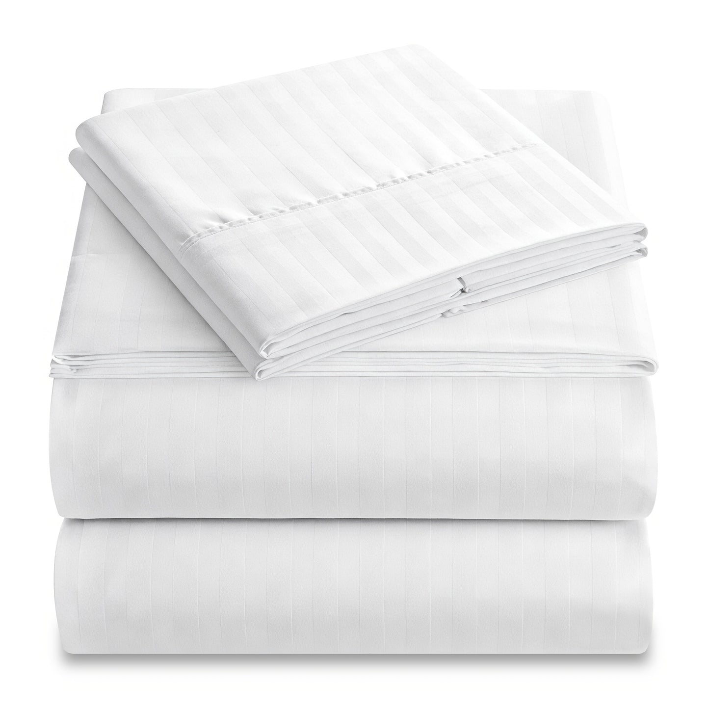 Set of 4 Sheets with 1800 Thread Count, Featuring a Lightweight And Soft Striped Design. They Are Comfortable, Breathable, And of Luxury Hotel Quality, with a Deep Pocket Design. Ideal for Home Use, Dormitories, Travel, And As Gifts