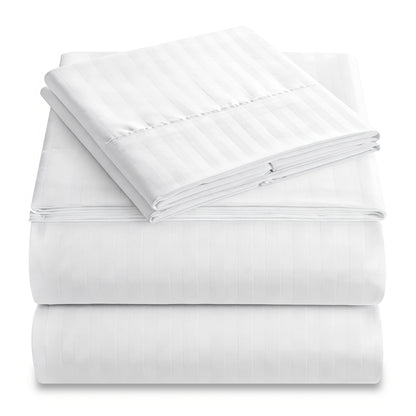 Set of 4 Sheets with 1800 Thread Count, Featuring a Lightweight And Soft Striped Design. They Are Comfortable, Breathable, And of Luxury Hotel Quality, with a Deep Pocket Design. Ideal for Home Use, Dormitories, Travel, And As Gifts