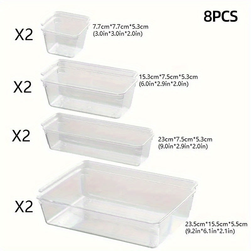Clear Plastic Drawer Organizers Set, Versatile Bathroom And Vanity Drawer Organizer Trays, Storage Bins for Makeup, Bedroom, Kitchen Gadgets Utensils And Office
