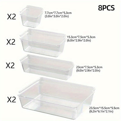 Clear Plastic Drawer Organizers Set, Versatile Bathroom And Vanity Drawer Organizer Trays, Storage Bins for Makeup, Bedroom, Kitchen Gadgets Utensils And Office