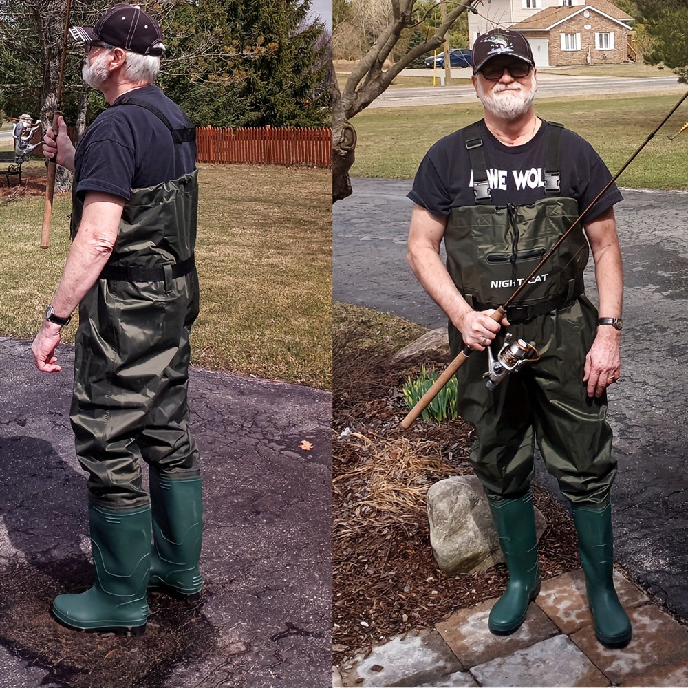 Night Cat Unisex Wading Pants Stockings Chest Waders with Boot Leg Straps Breathable And Lightweight for Fishing, Hunting, Farms Etc., Size 6-12.5