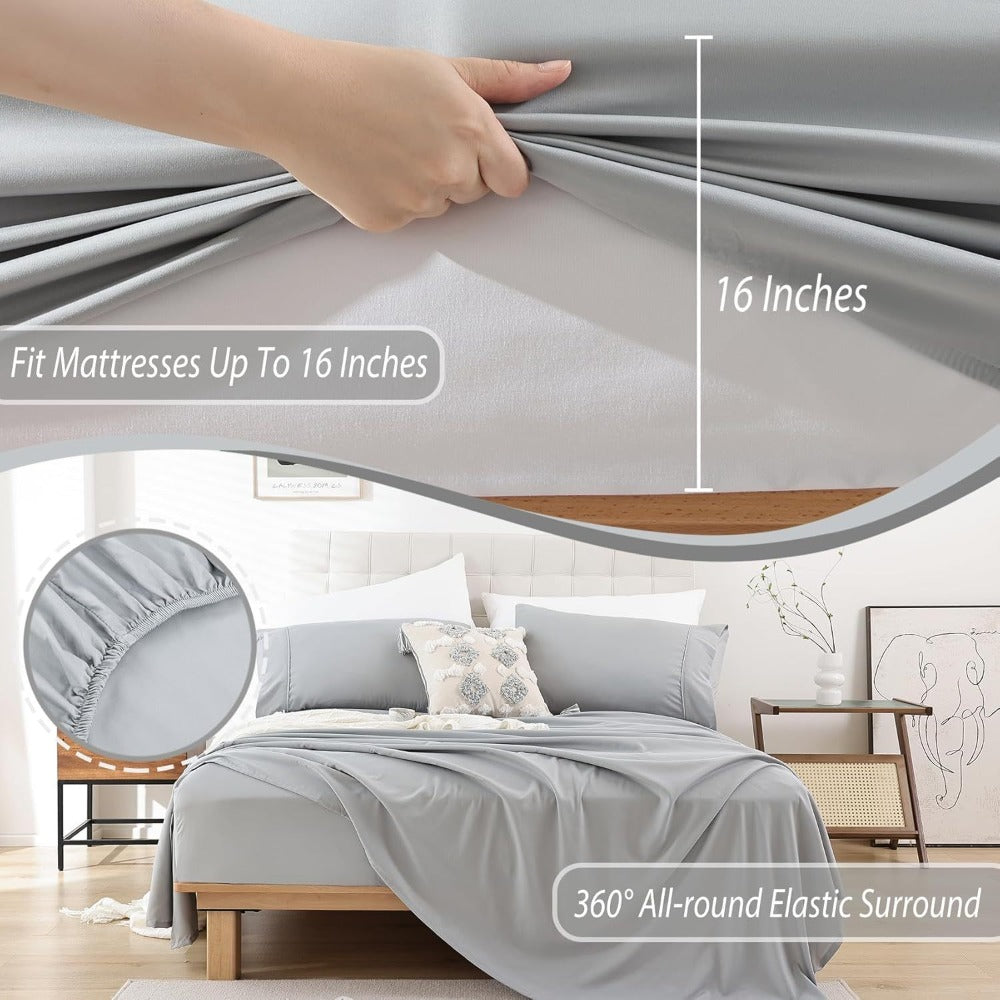 4pcs Deep-Pocket Bed Sheet Set - bedrooms, guest rooms and hotels – additional product view 28