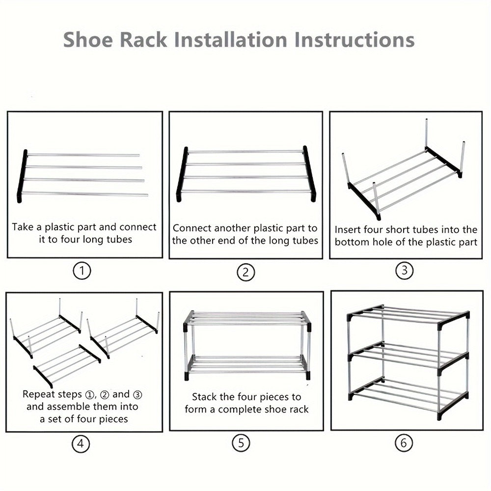 5-Tier Black Stackable Shoe Rack product detail 4